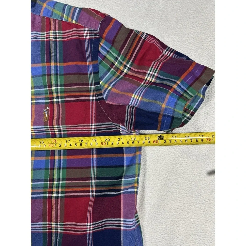 Polo Ralph Lauren Shirt Men's Large Multicolor‎ Plaid Short Sleeve Flesh Pony
